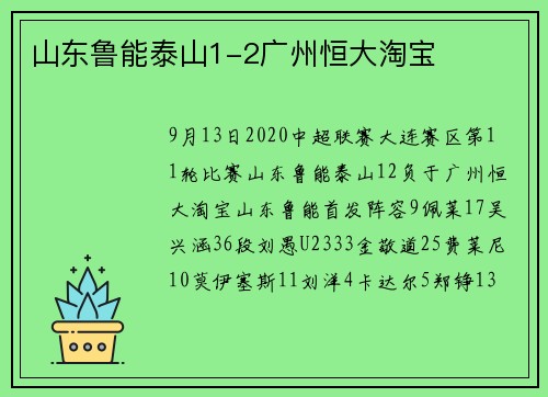 山东鲁能泰山1-2广州恒大淘宝